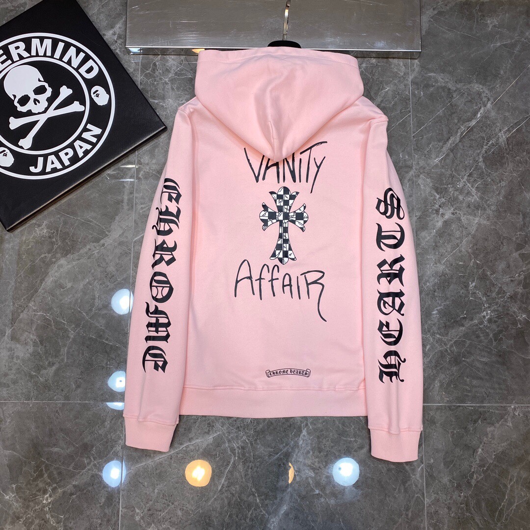 Chrome Hearts Hoodie Horse Shoe Floral in Pink