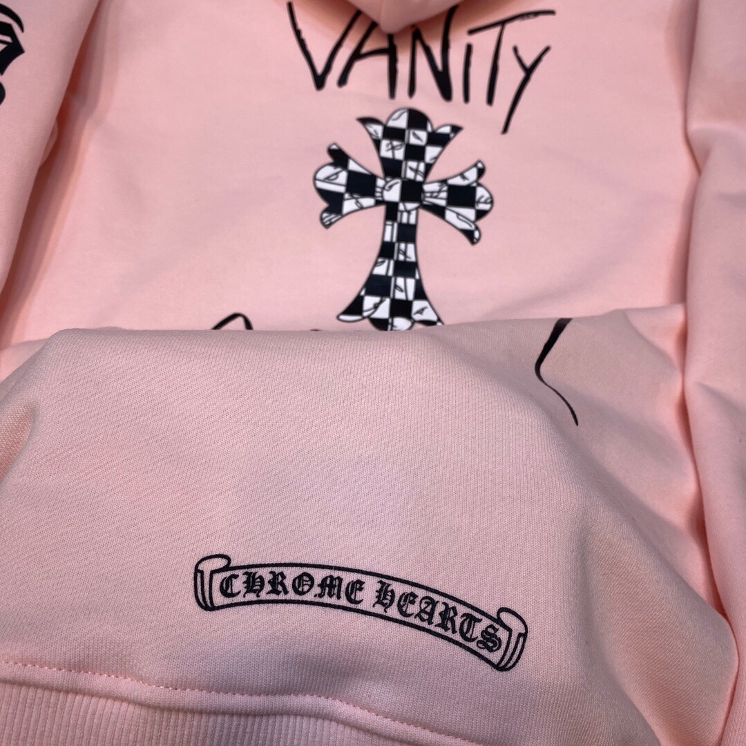 Chrome Hearts Hoodie Horse Shoe Floral in Pink