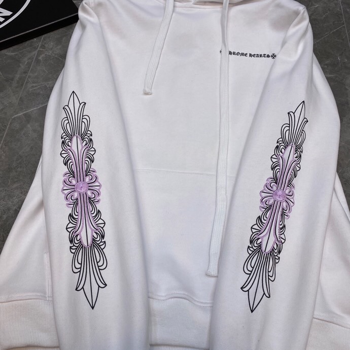 Chrome Hearts Hoodie Floral Cross Zip in White