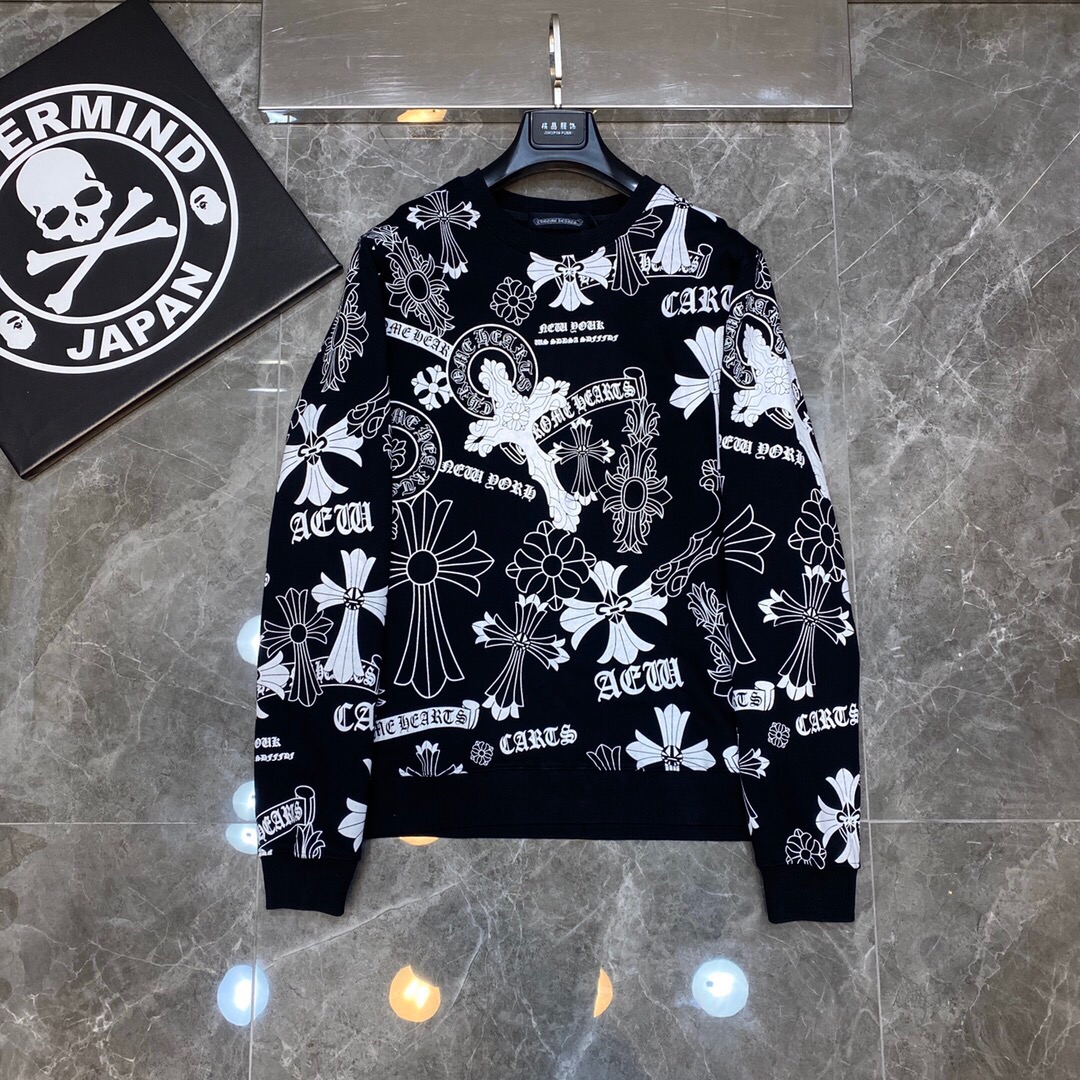 Chrome Hearts Hoodie Black Print in White