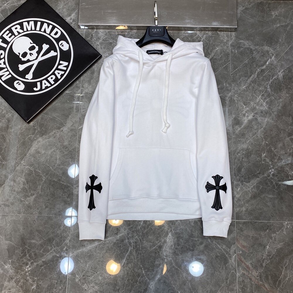 Chrome Hearts Hoodie Black CROSS in White