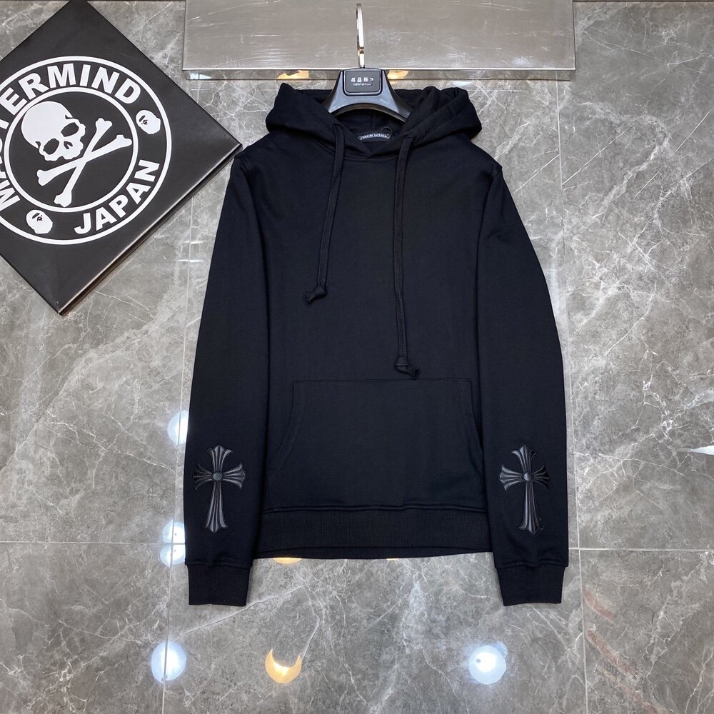 Chrome Hearts Hoodie Black CROSS in White