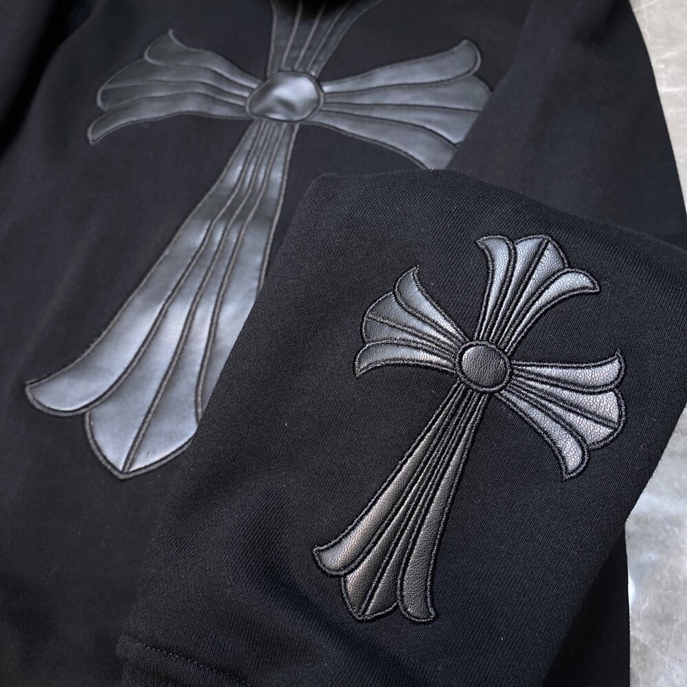 Chrome Hearts Hoodie Black CROSS in White