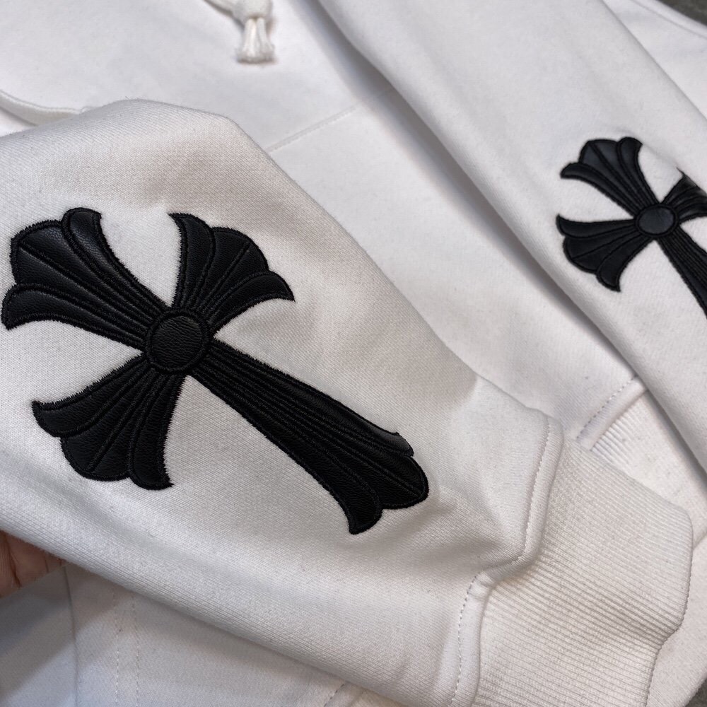 Chrome Hearts Hoodie Black CROSS in White