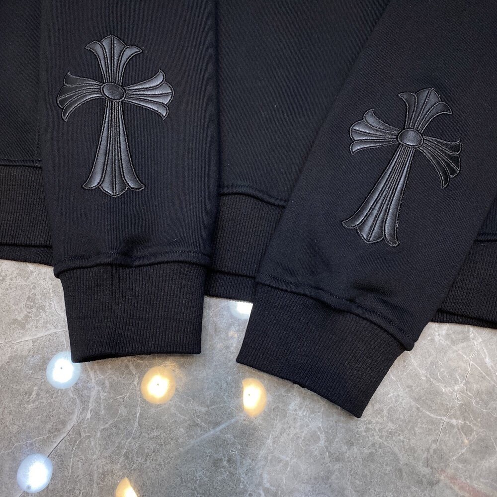 Chrome Hearts Hoodie Black CROSS in White