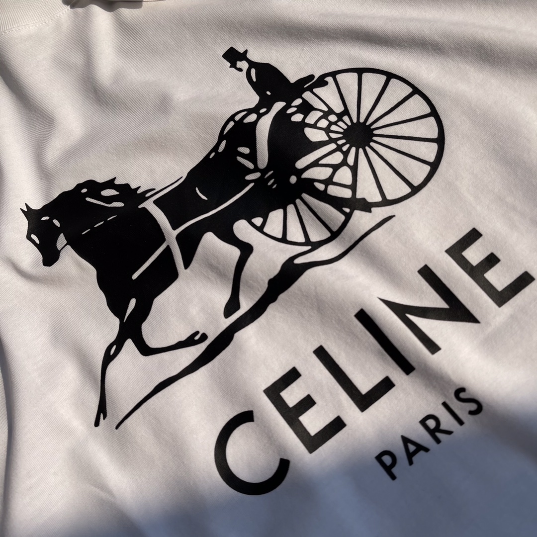 Celine T-shirt Cotton in White