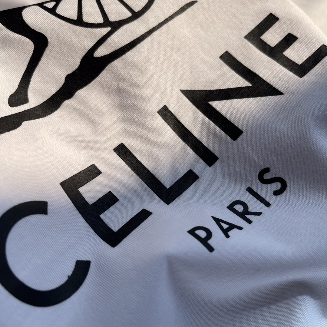 Celine T-shirt Cotton in White