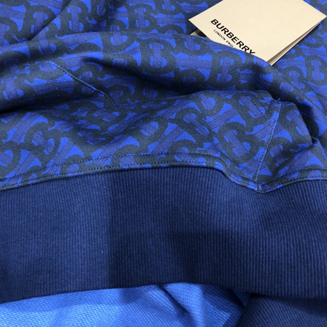 Burberry Hoodie Monogram Print Cotton in Blue