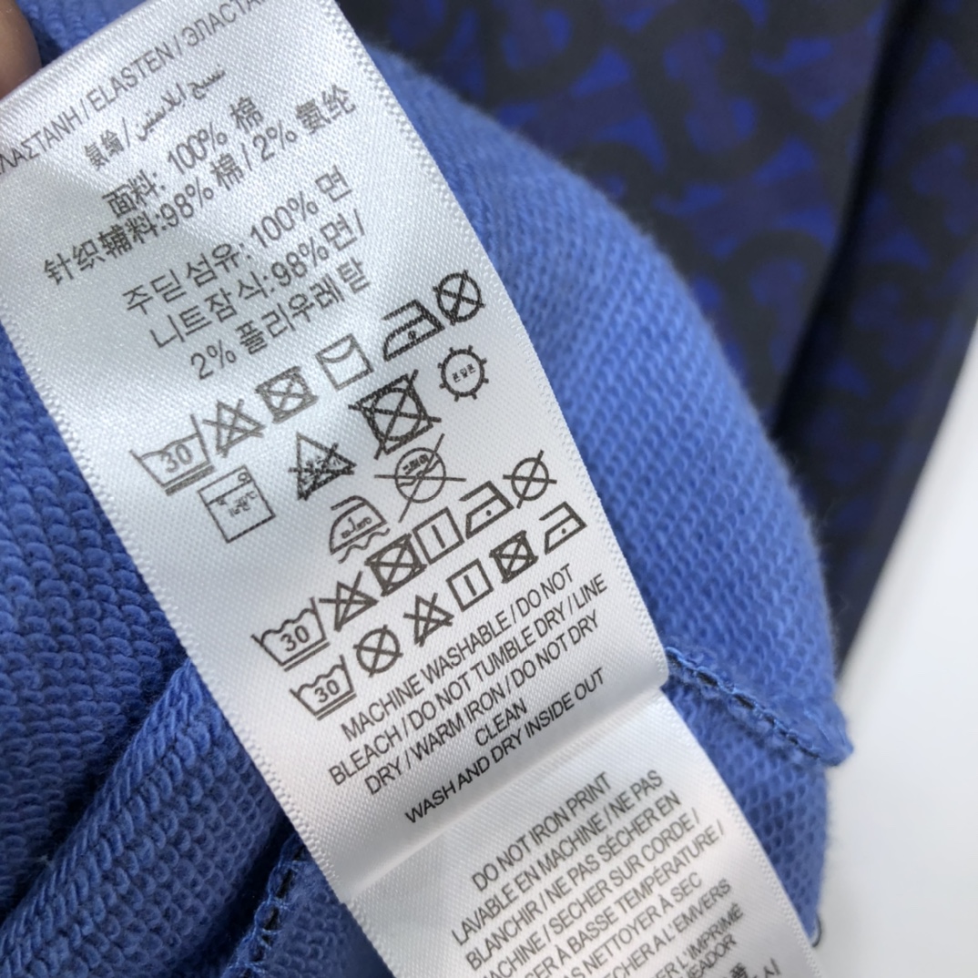 Burberry Hoodie Monogram Print Cotton in Blue