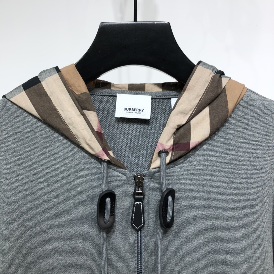 Burberry Hoodie Check Hood Cotton Blend