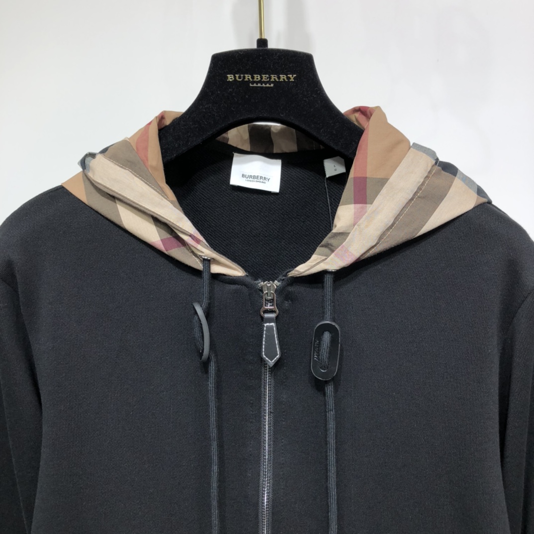 Burberry Hoodie Check Hood Cotton Blend