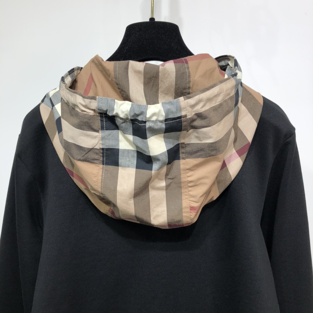 Burberry Hoodie Check Hood Cotton Blend