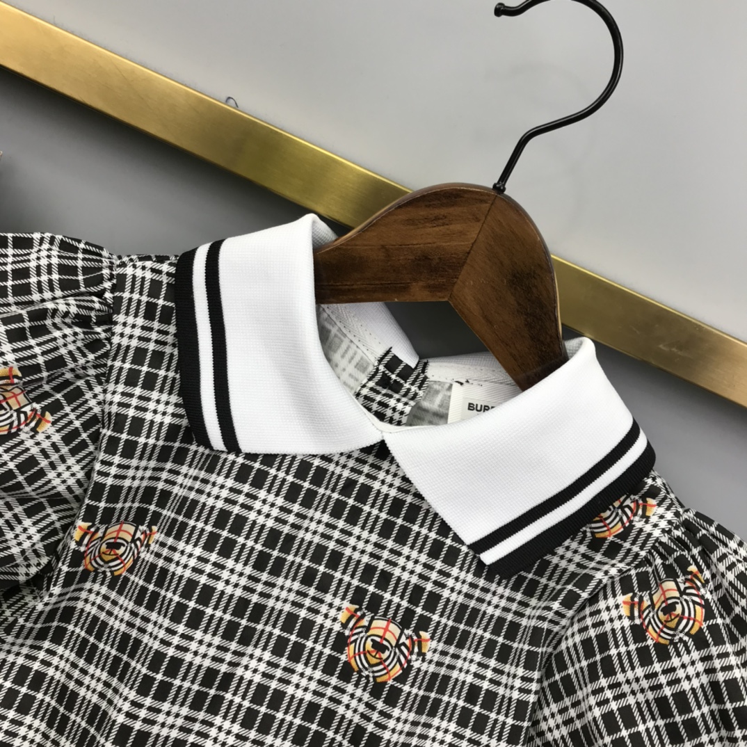 Burberry 2022 New Teddy Bear Print grid Dress
