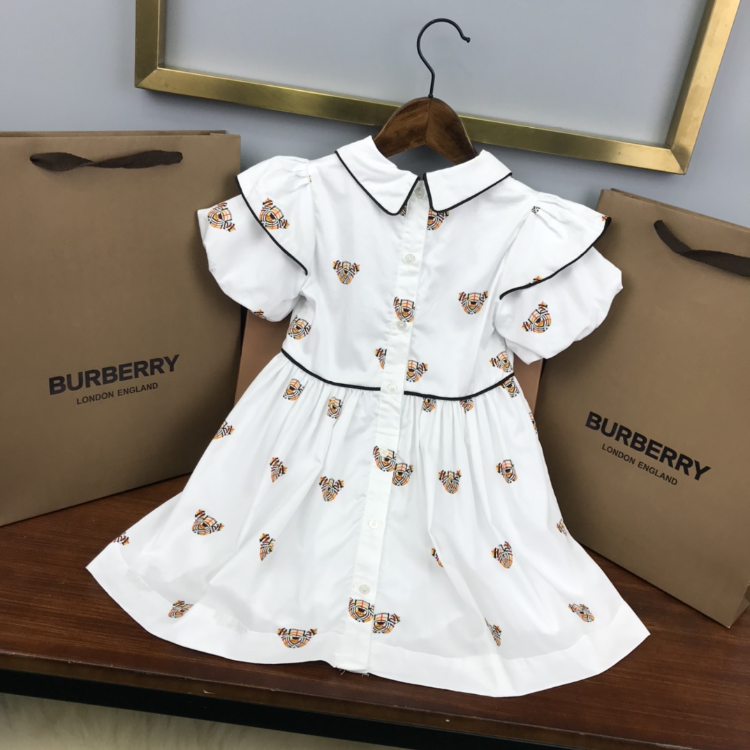 Burberry 2022 New Girl Teddy Bear Pleated Dress