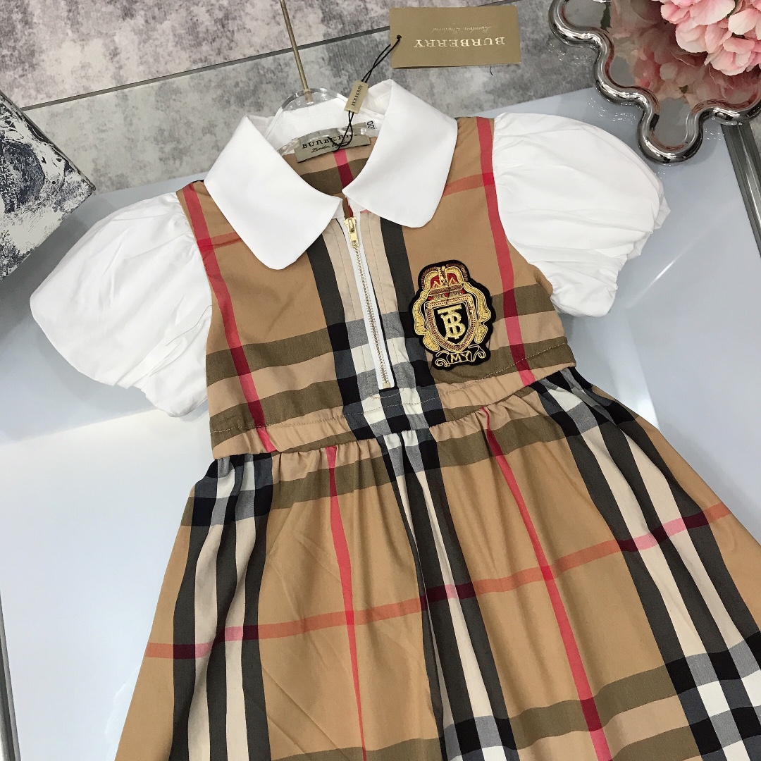 Burberry 2022 Classic Girl Lapel Dress in Brown