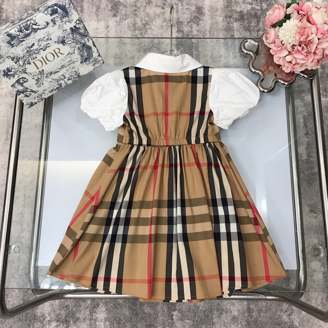 Burberry 2022 Classic Girl Lapel Dress in Brown