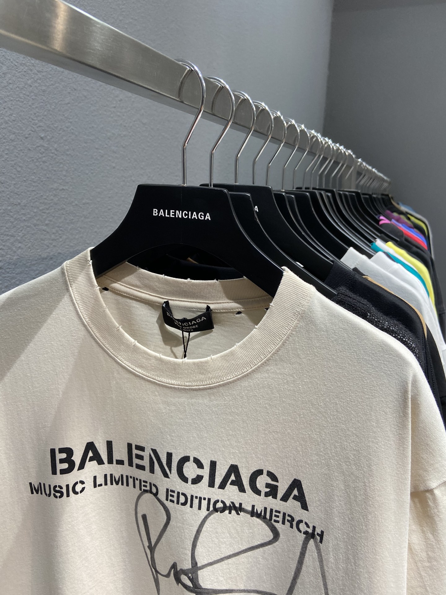 Balenciaga T-Shirt Printed in Cream