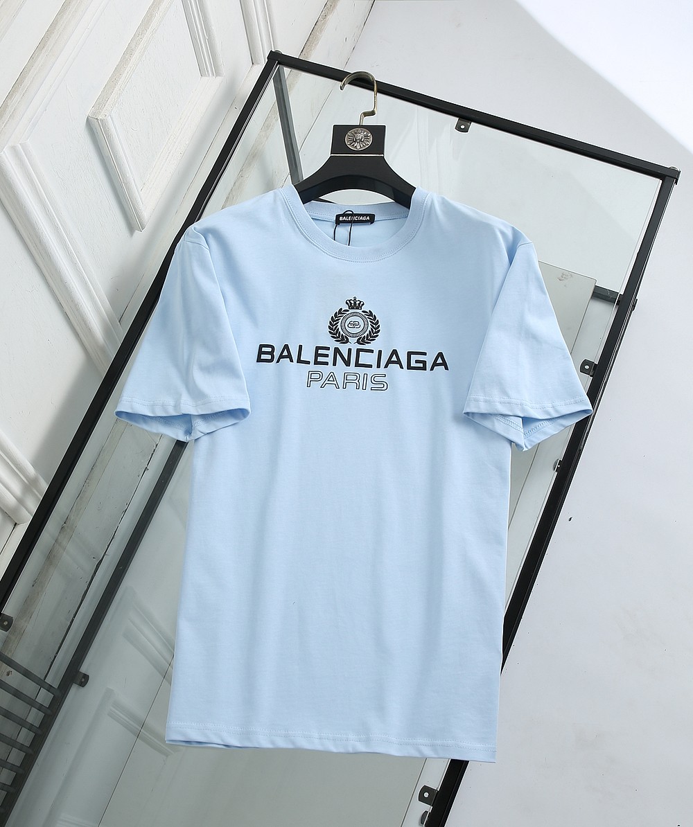 Balenciaga T-Shirt Paris Chest in Blue