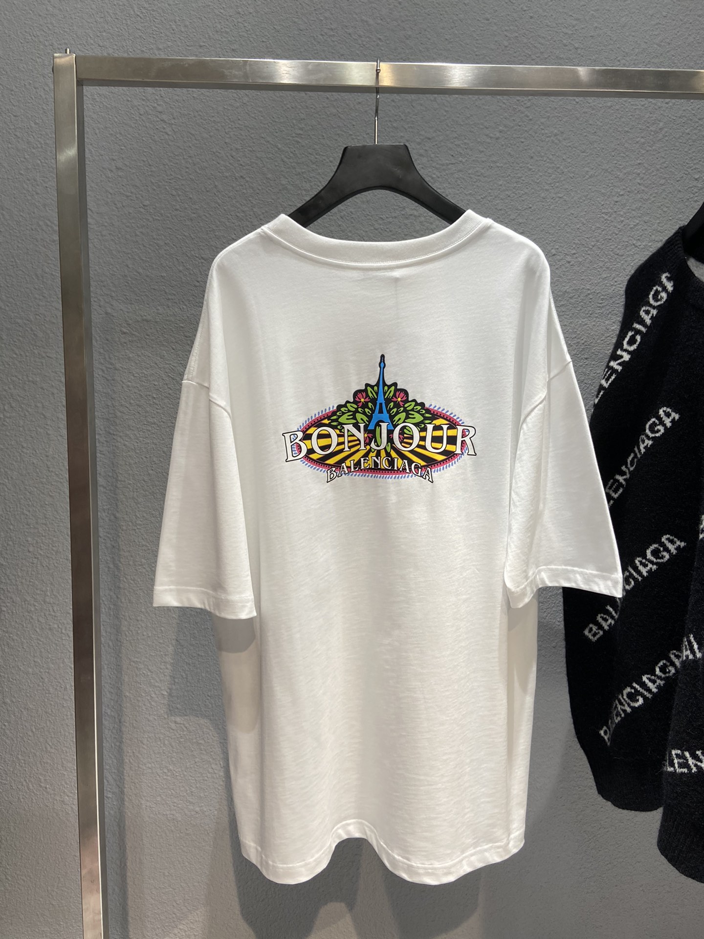 Balenciaga T-Shirt Bonjour in White