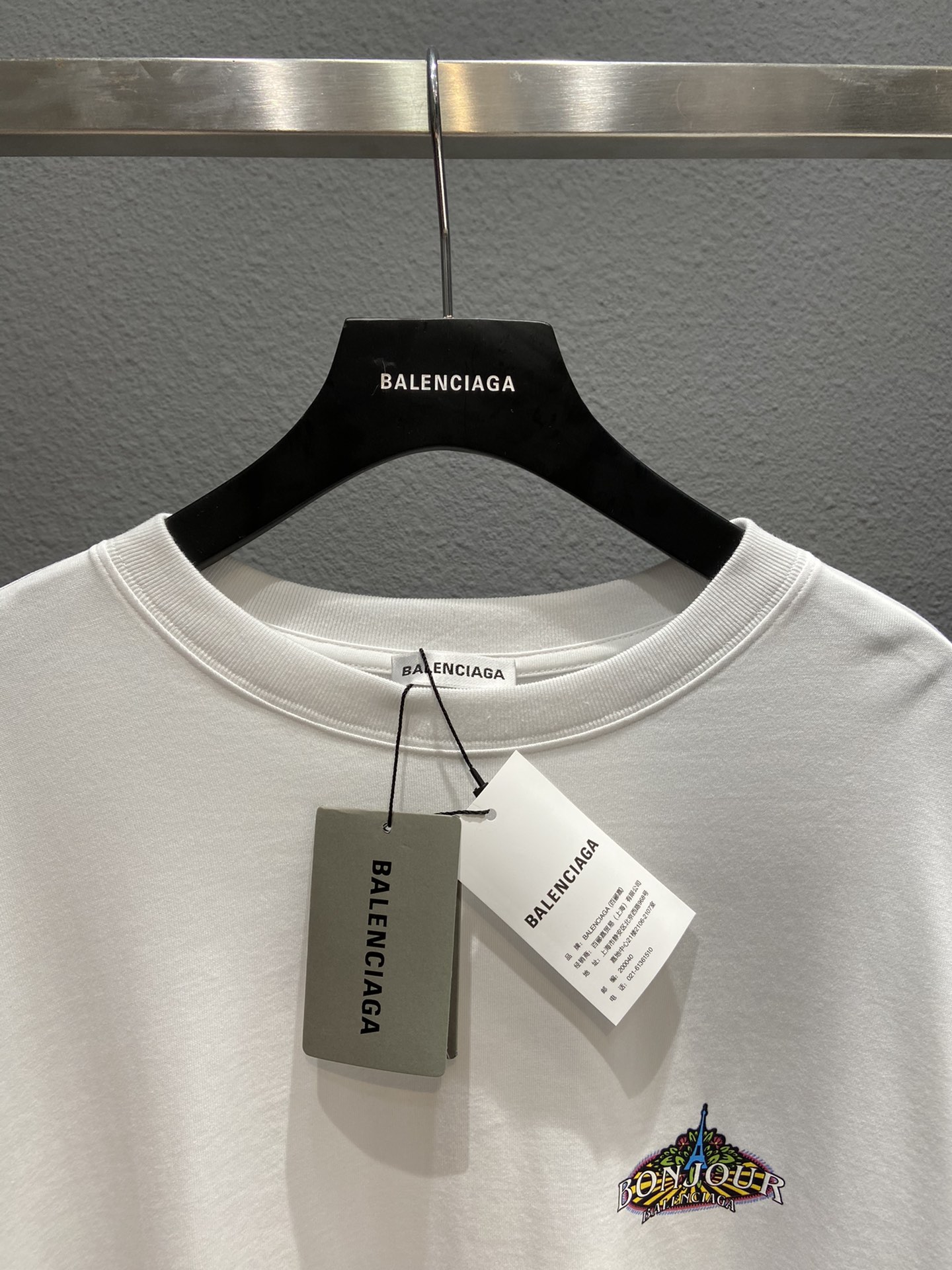 Balenciaga T-Shirt Bonjour in White