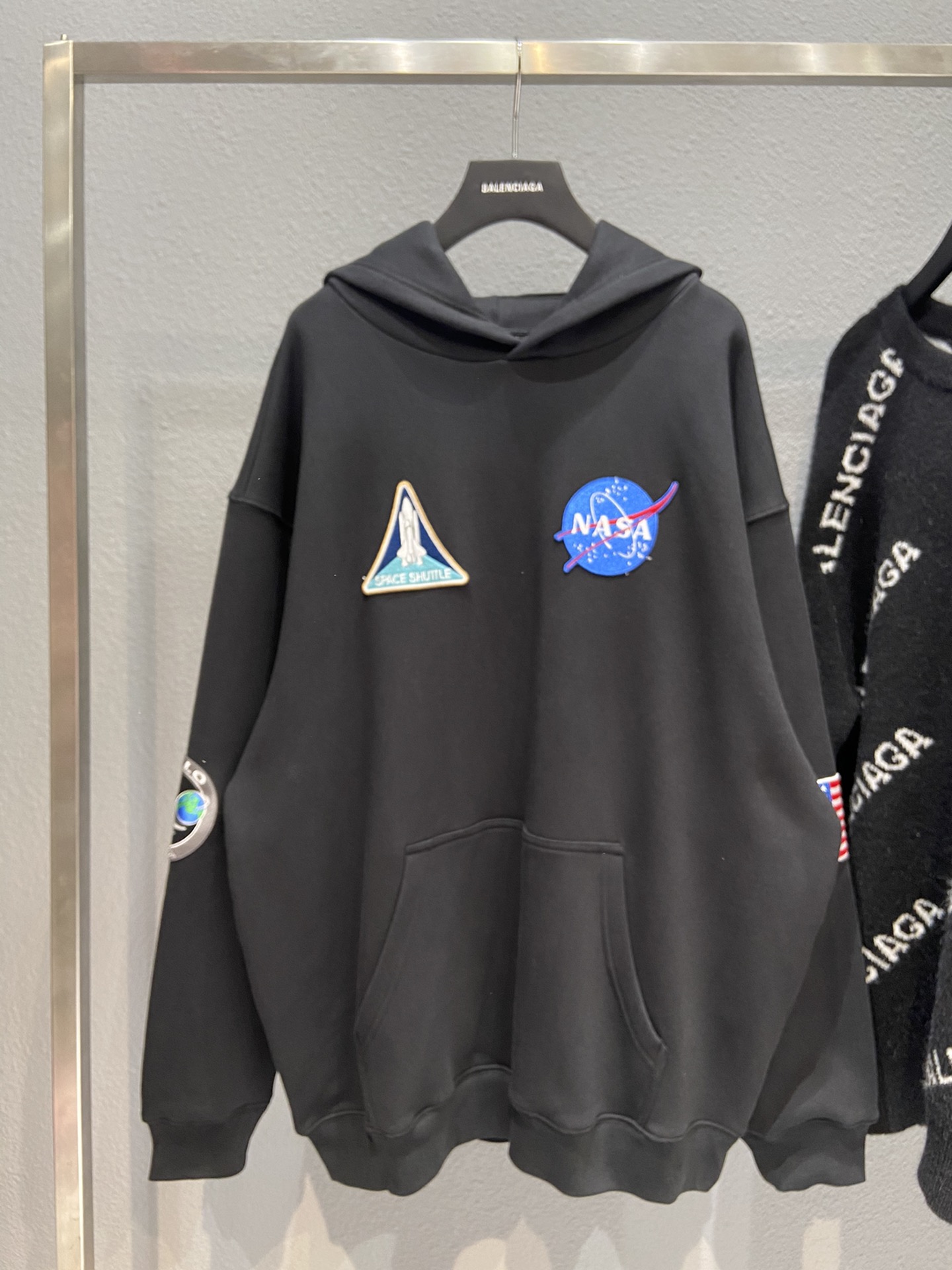 Balenciaga Hoodie Space Boxy in Black