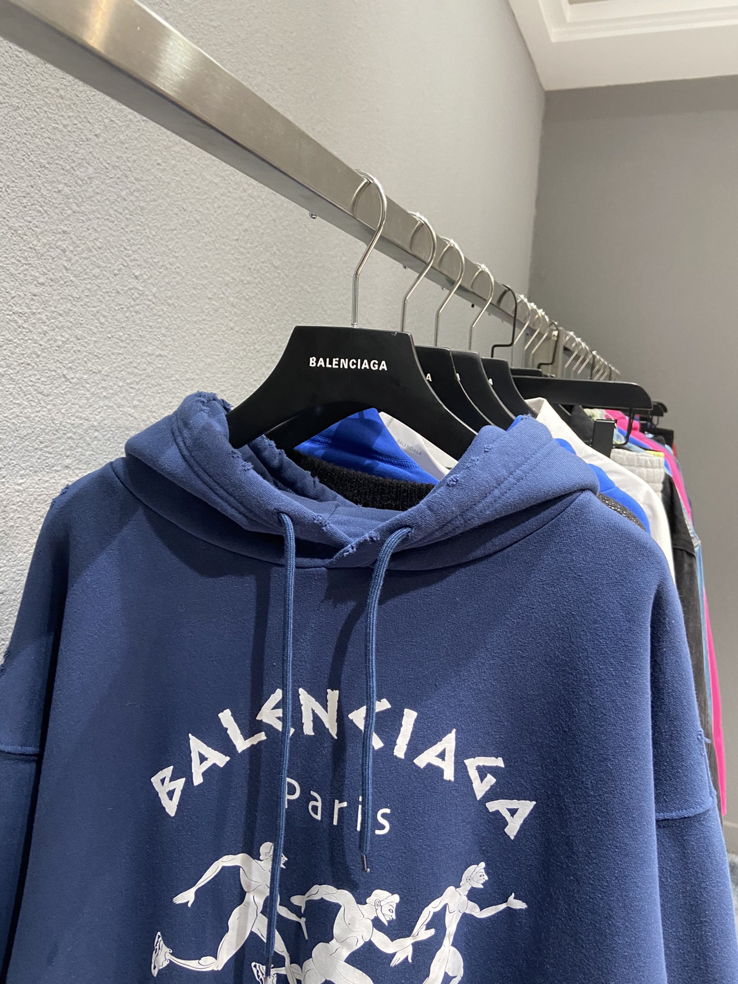 Balenciaga Hoodie Printed in Blue