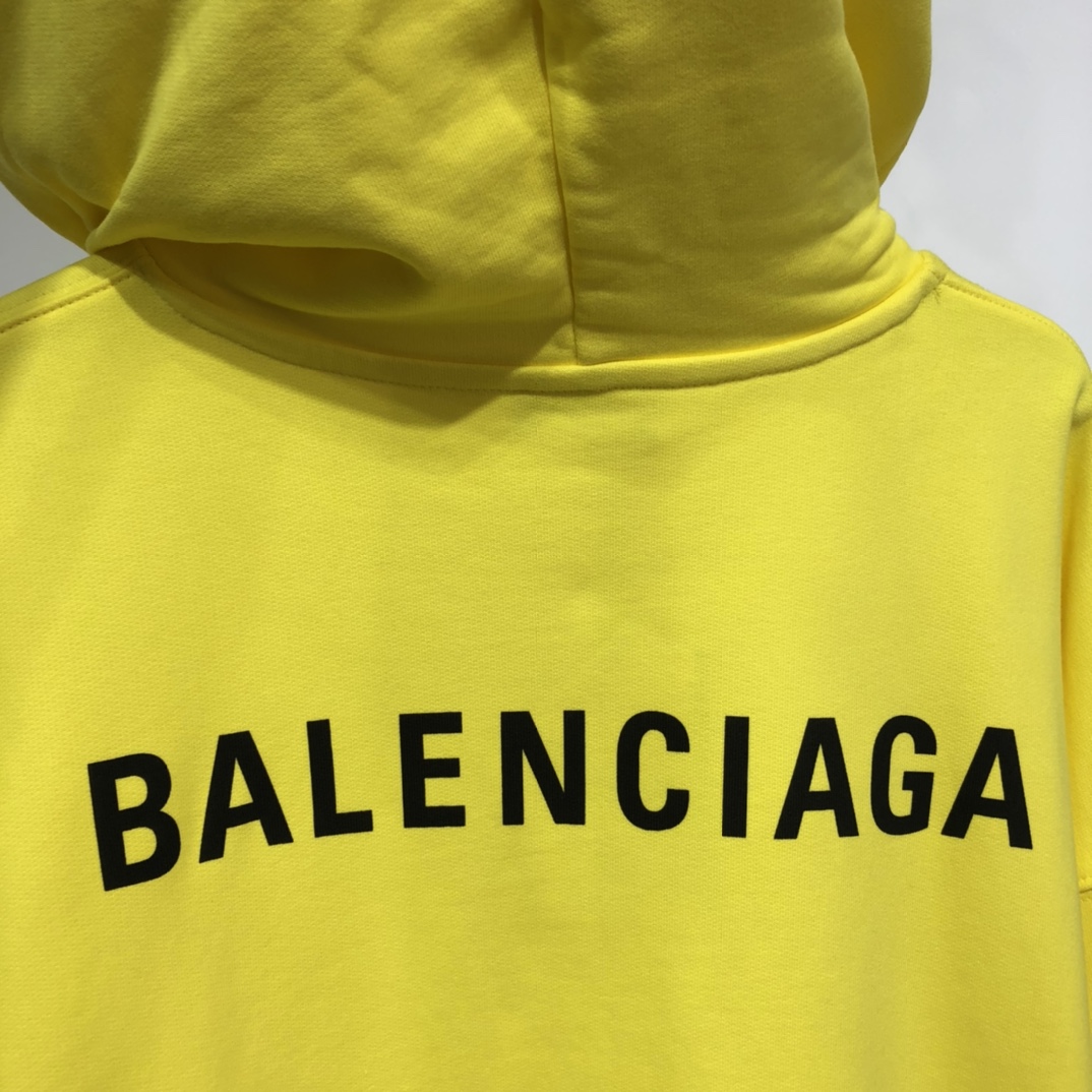 Balenciaga Hoodie Logo Medium Fit in Yellow