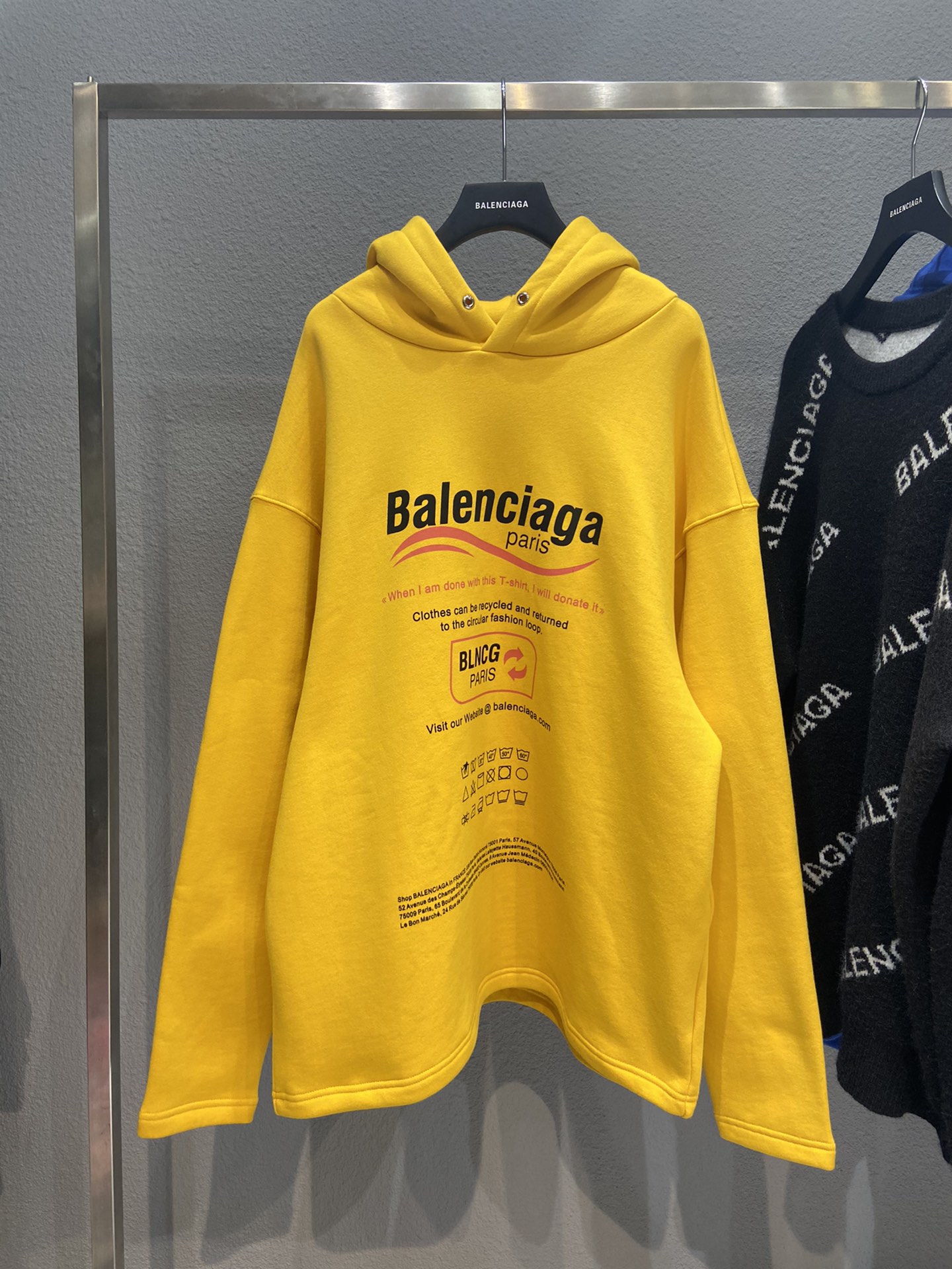 Balenciaga Hoodie Logo Medium Fit in Yellow