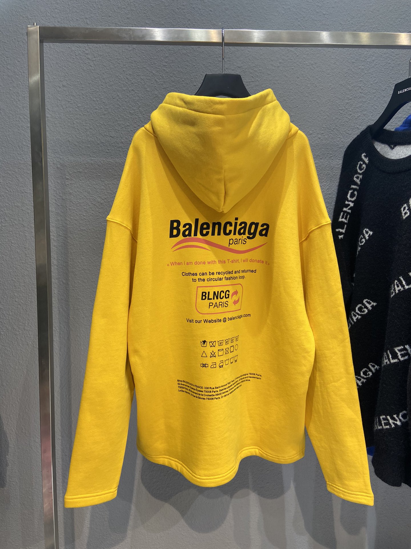 Balenciaga Hoodie Logo Medium Fit in Yellow