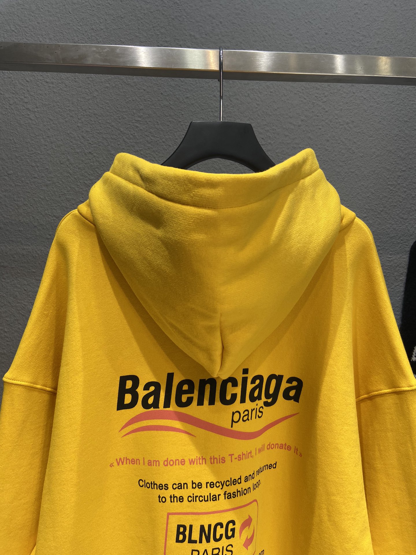 Balenciaga Hoodie Logo Medium Fit in Yellow