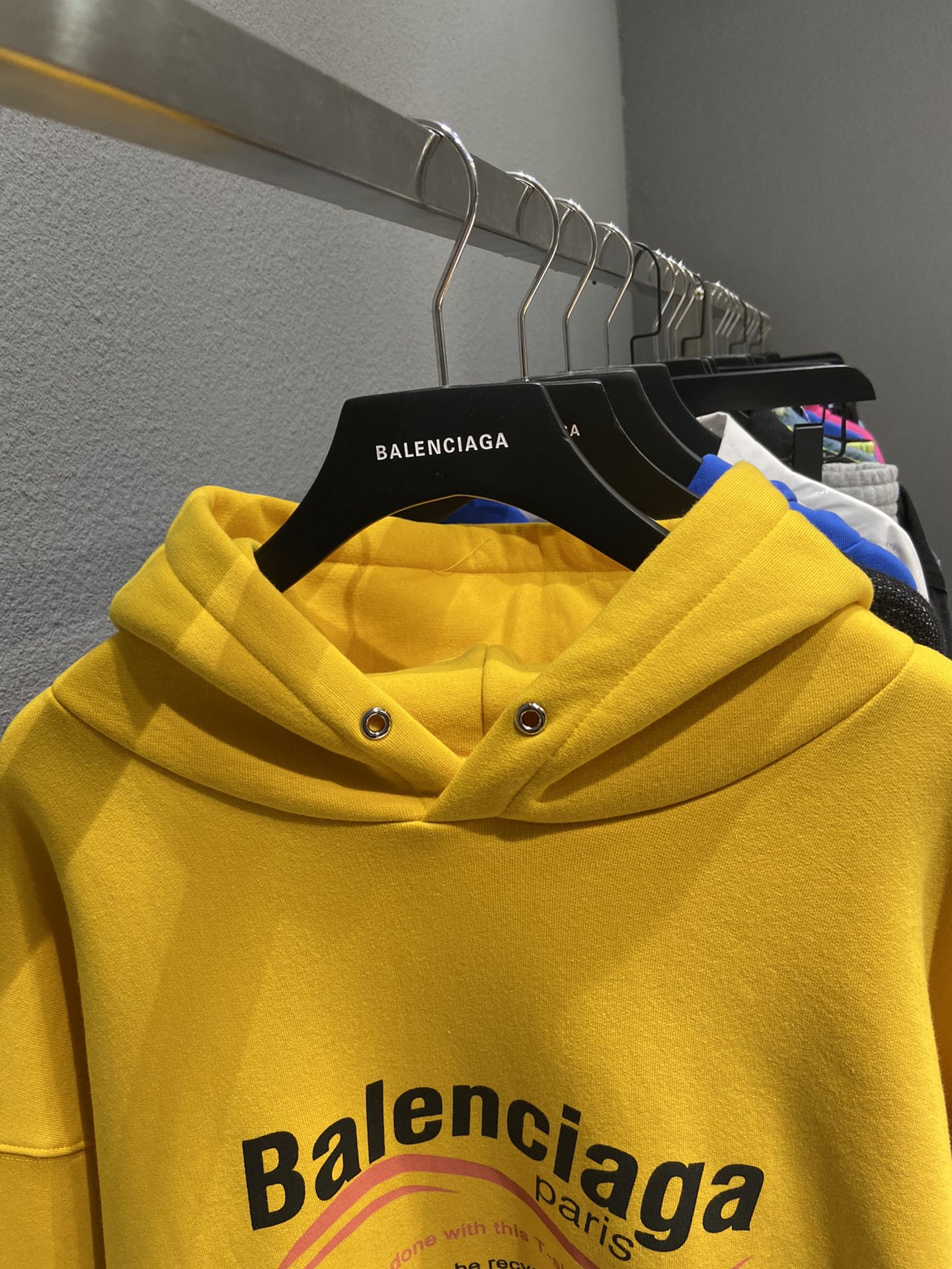 Balenciaga Hoodie Logo Medium Fit in Yellow