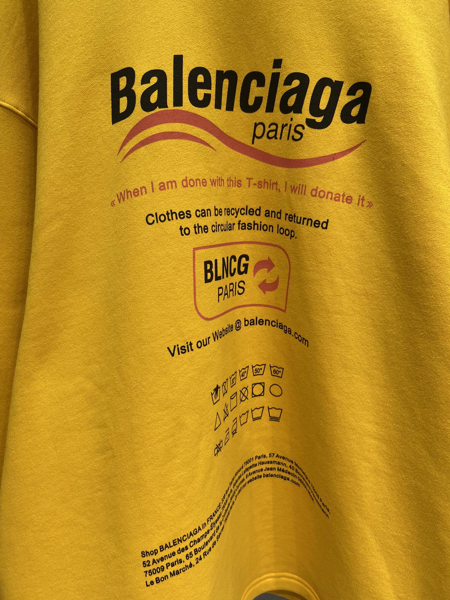 Balenciaga Hoodie Logo Medium Fit in Yellow