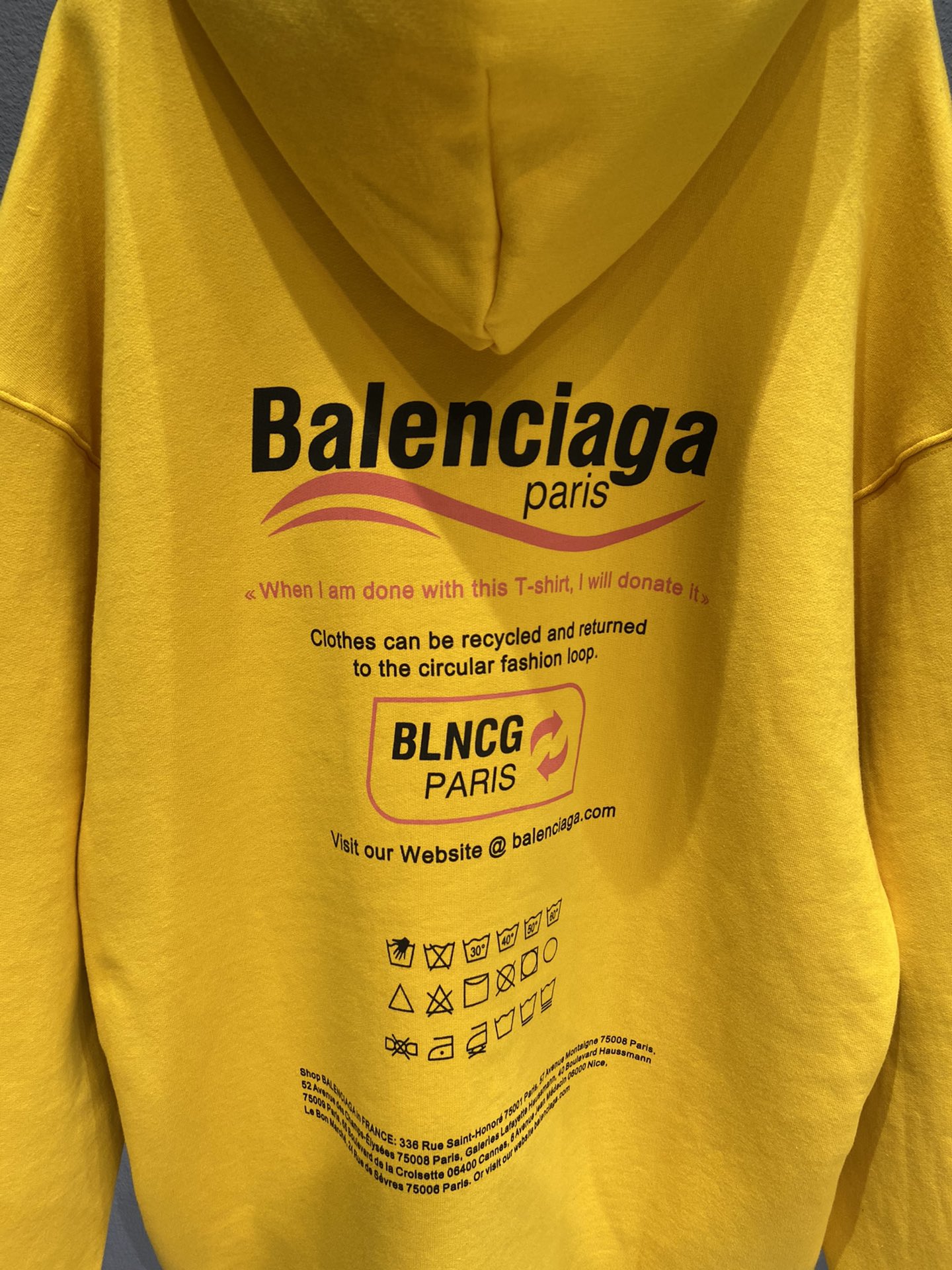 Balenciaga Hoodie Logo Medium Fit in Yellow