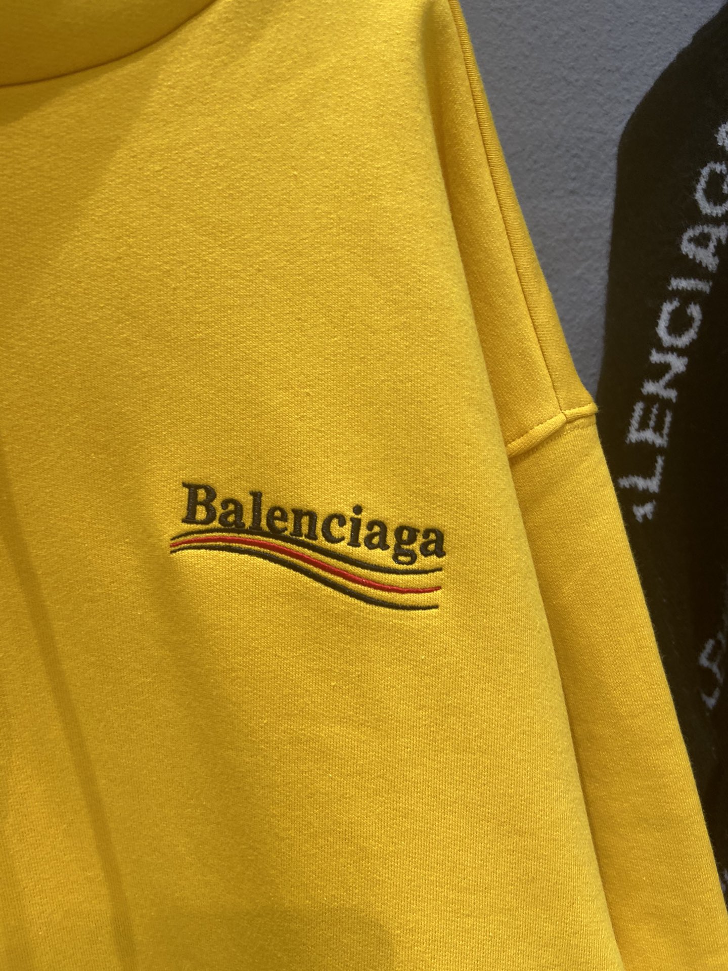 Balenciaga Hoodie Logo Medium Fit in Yellow
