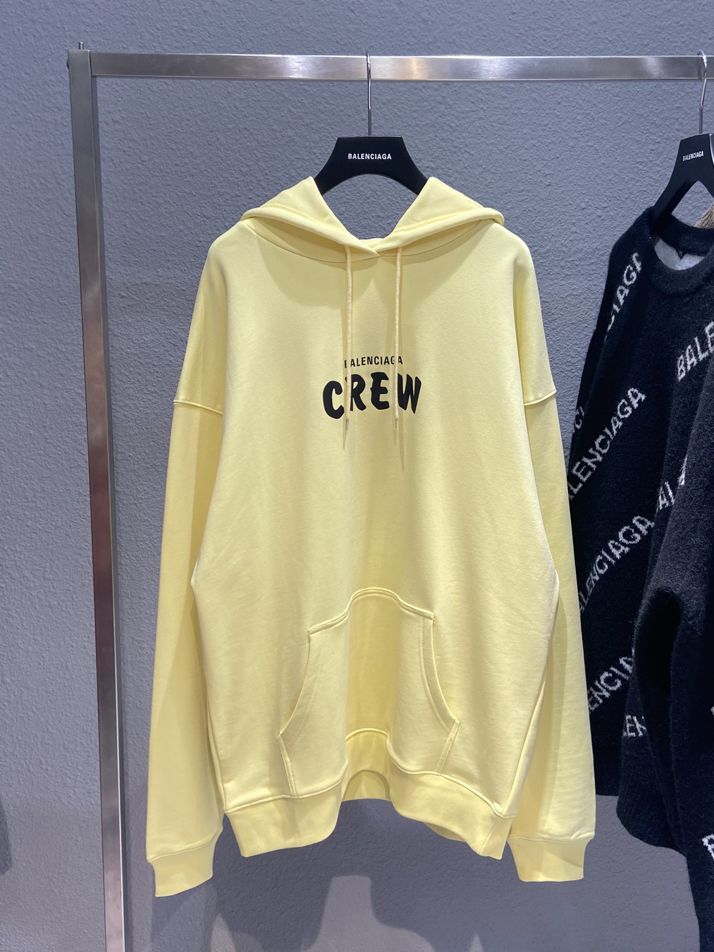 Balenciaga Hoodie Logo Medium Fit in Yellow