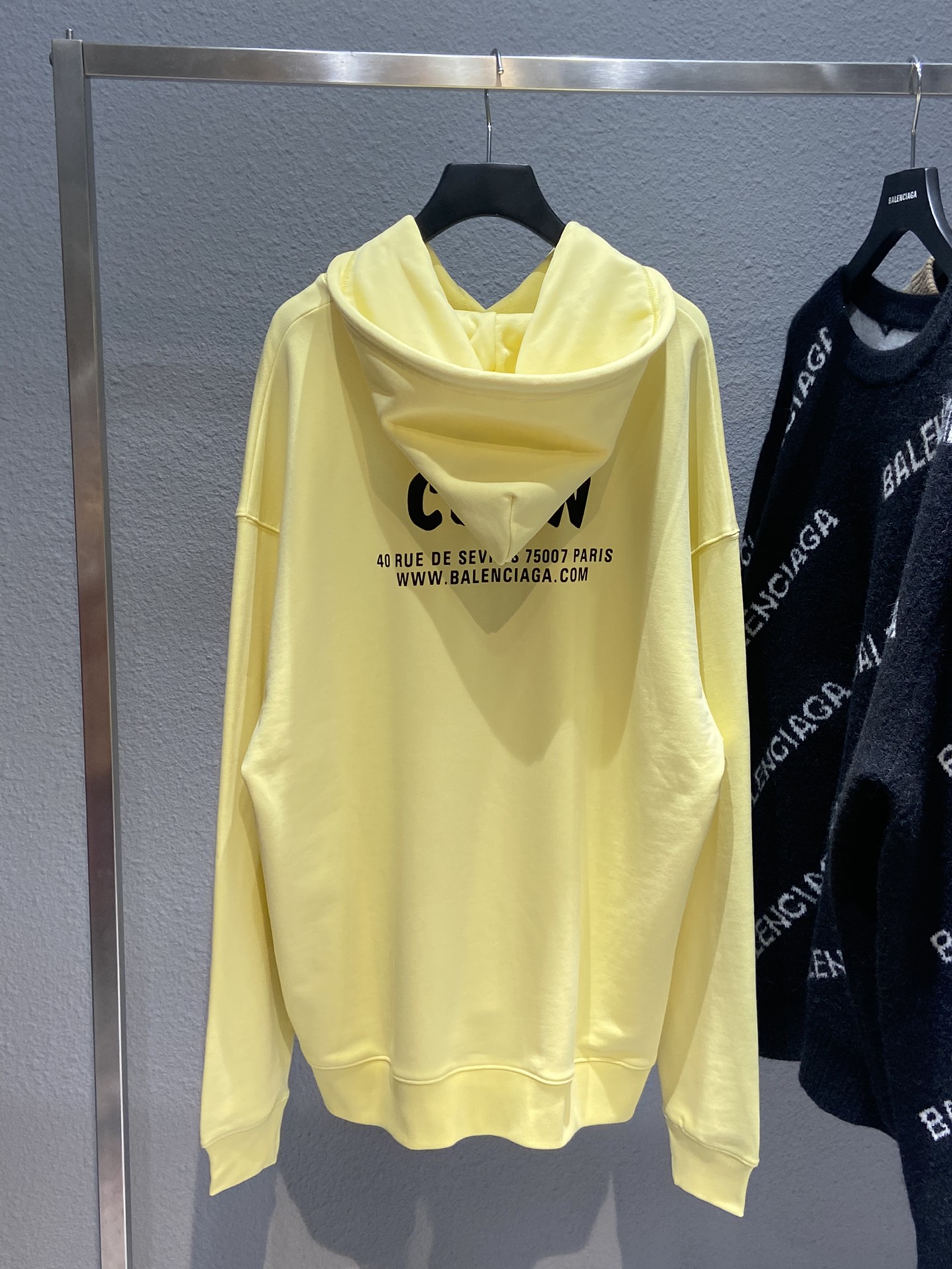 Balenciaga Hoodie Logo Medium Fit in Yellow