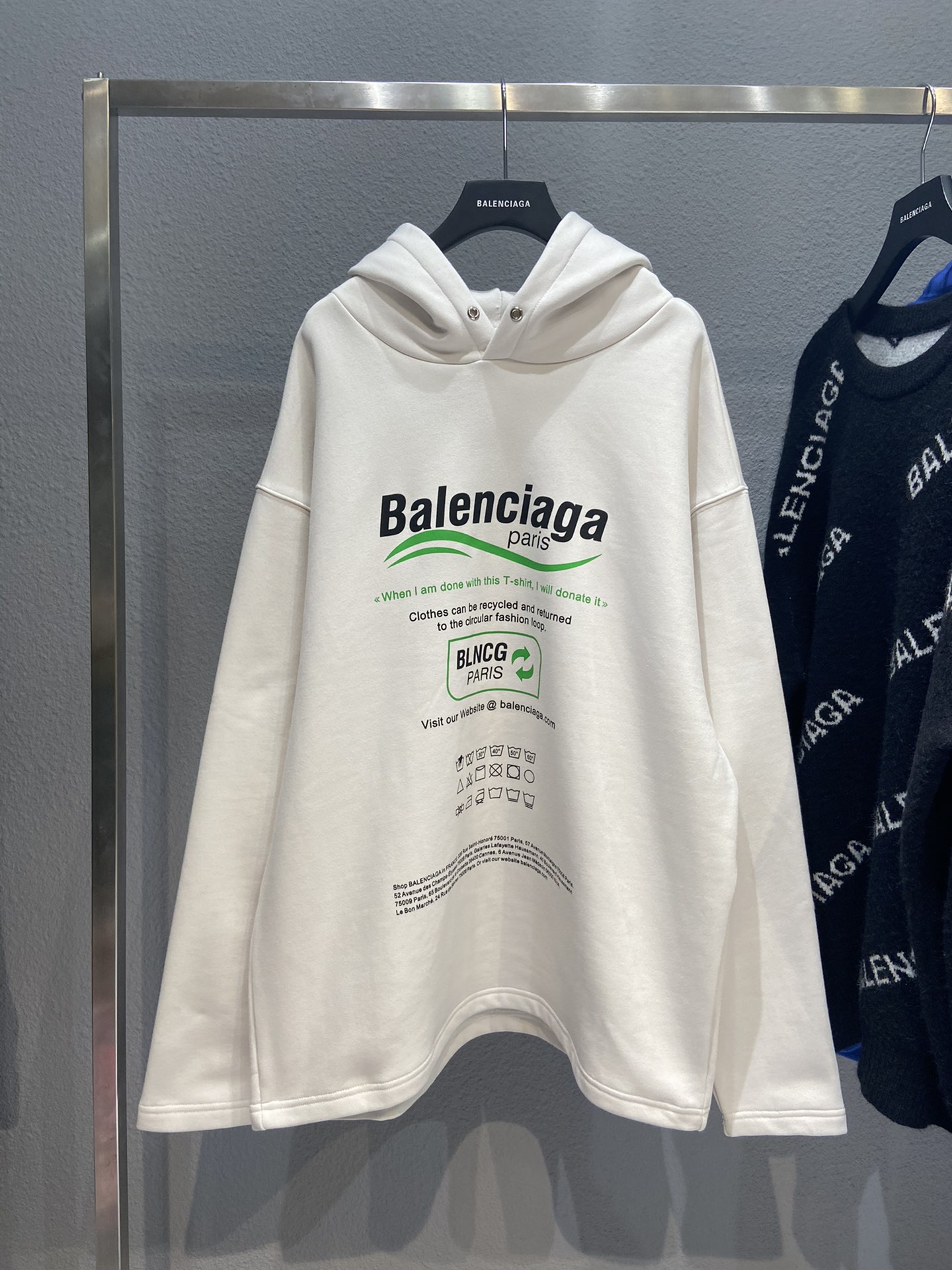 Balenciaga Hoodie Logo Medium Fit in White