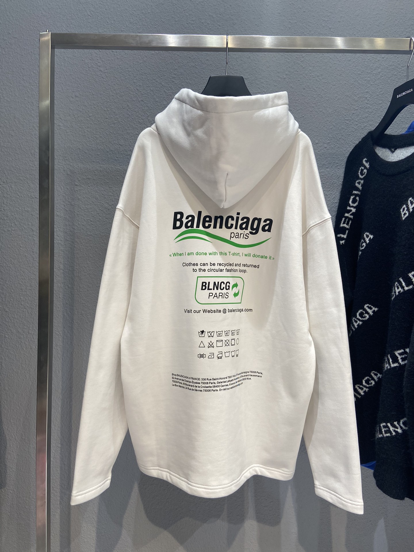 Balenciaga Hoodie Logo Medium Fit in White