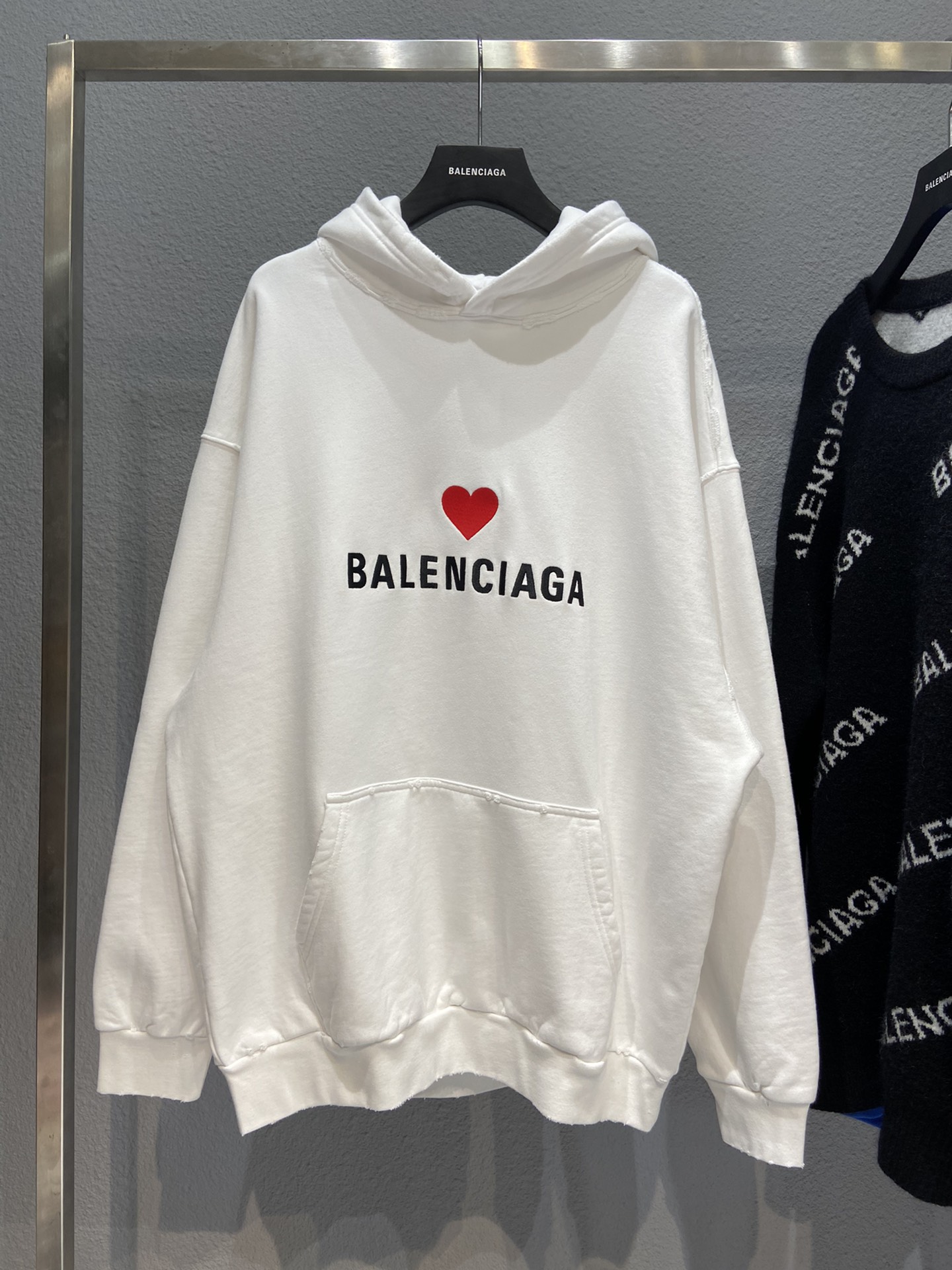 Balenciaga Hoodie Logo Medium Fit in White