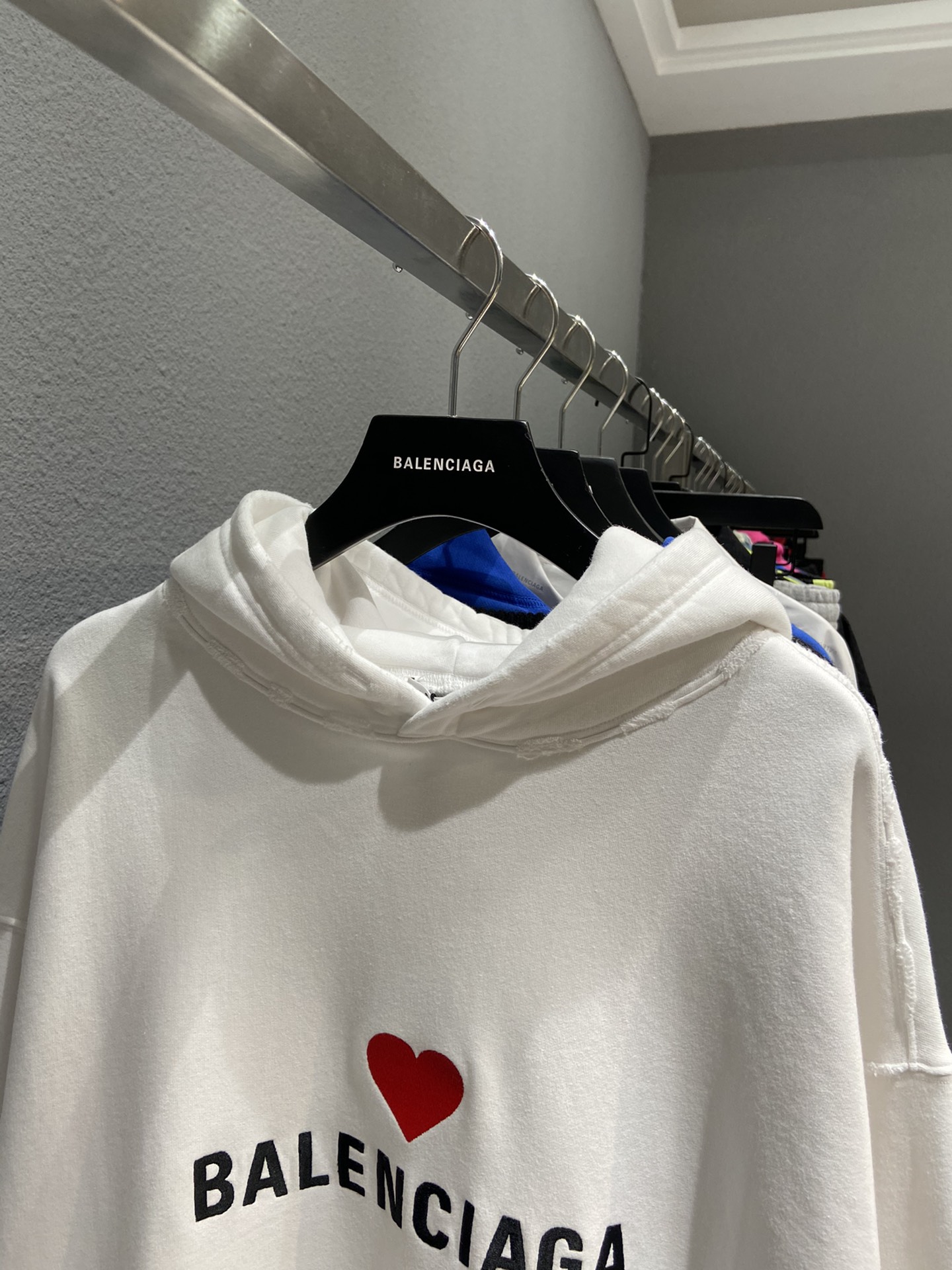 Balenciaga Hoodie Logo Medium Fit in White