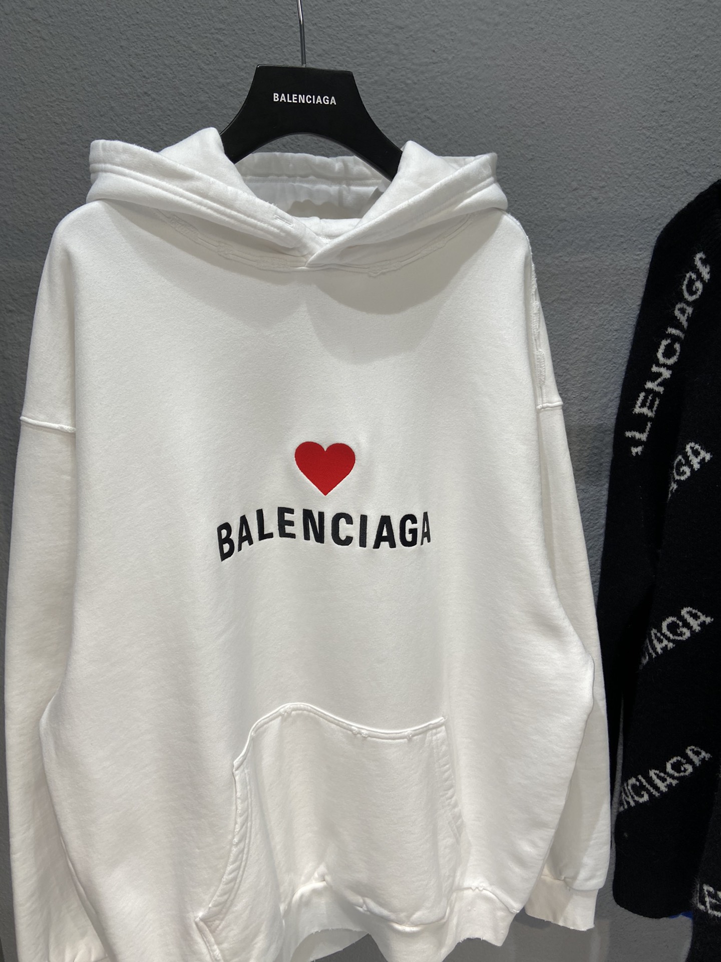 Balenciaga Hoodie Logo Medium Fit in White