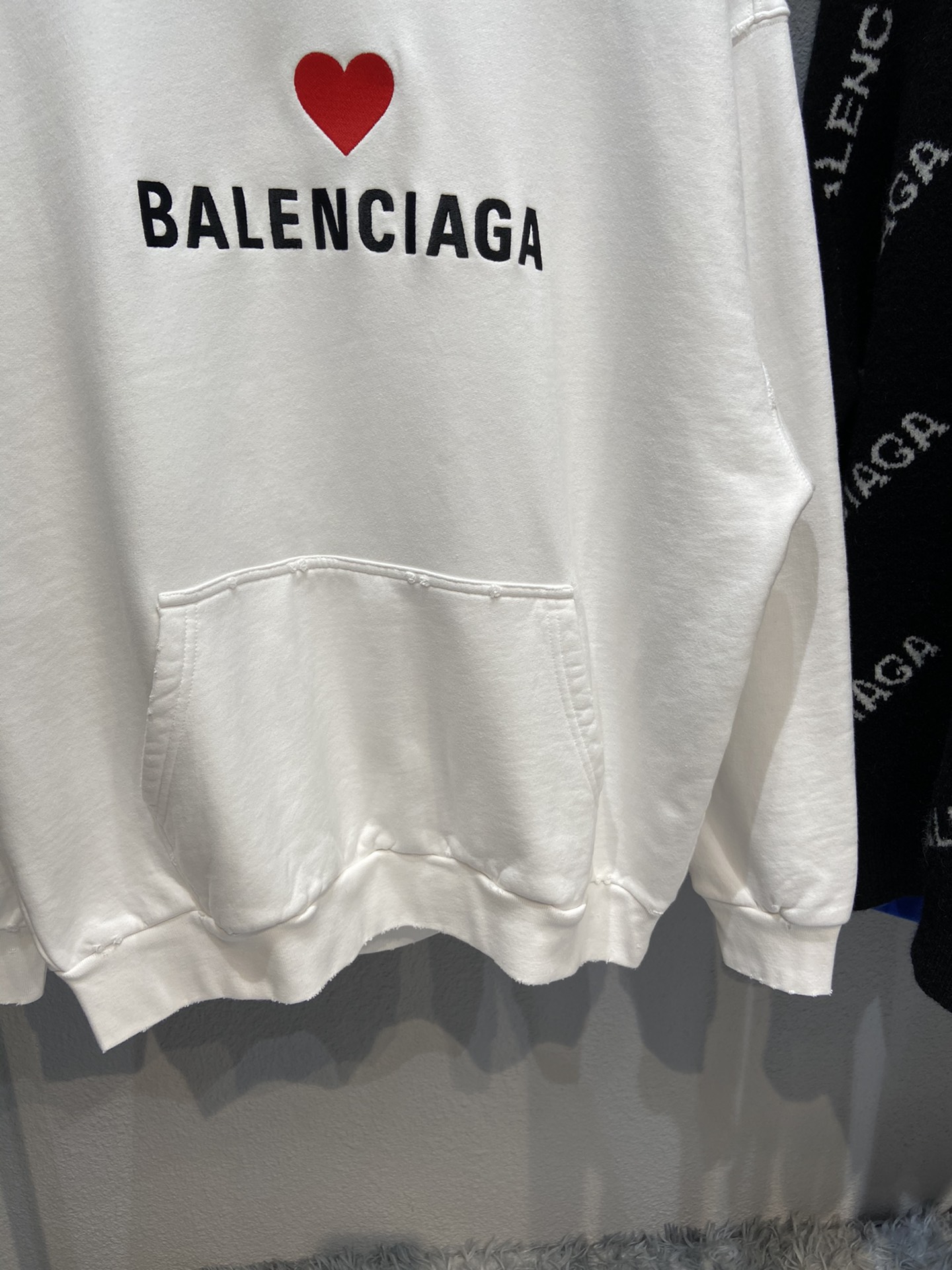 Balenciaga Hoodie Logo Medium Fit in White