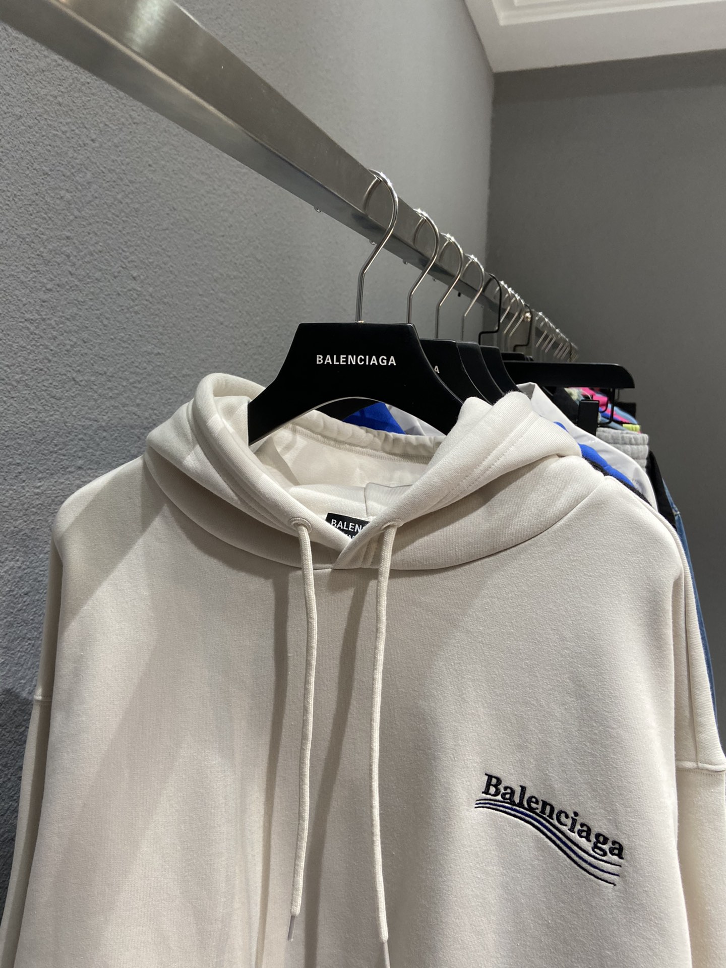 Balenciaga Hoodie Logo Medium Fit in White