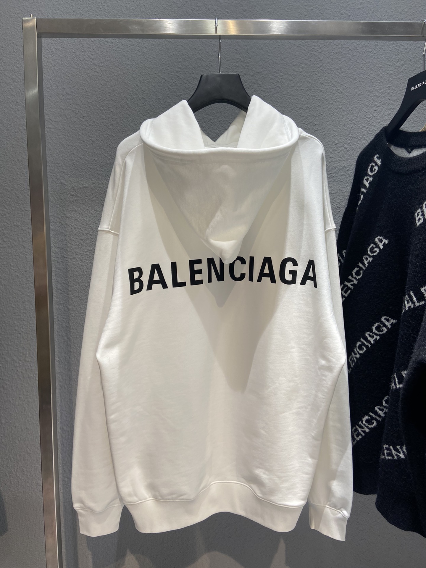 Balenciaga Hoodie Logo Medium Fit in White