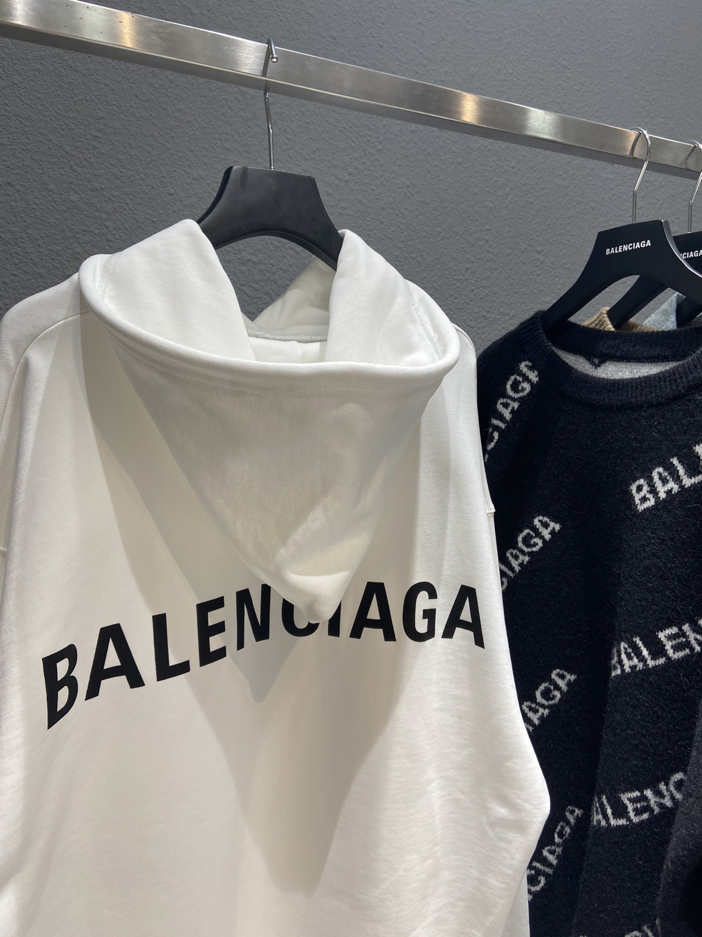 Balenciaga Hoodie Logo Medium Fit in White