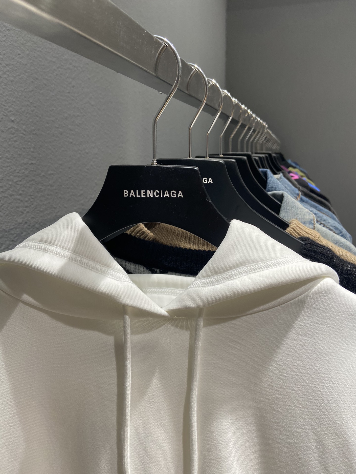 Balenciaga Hoodie Logo Medium Fit in White