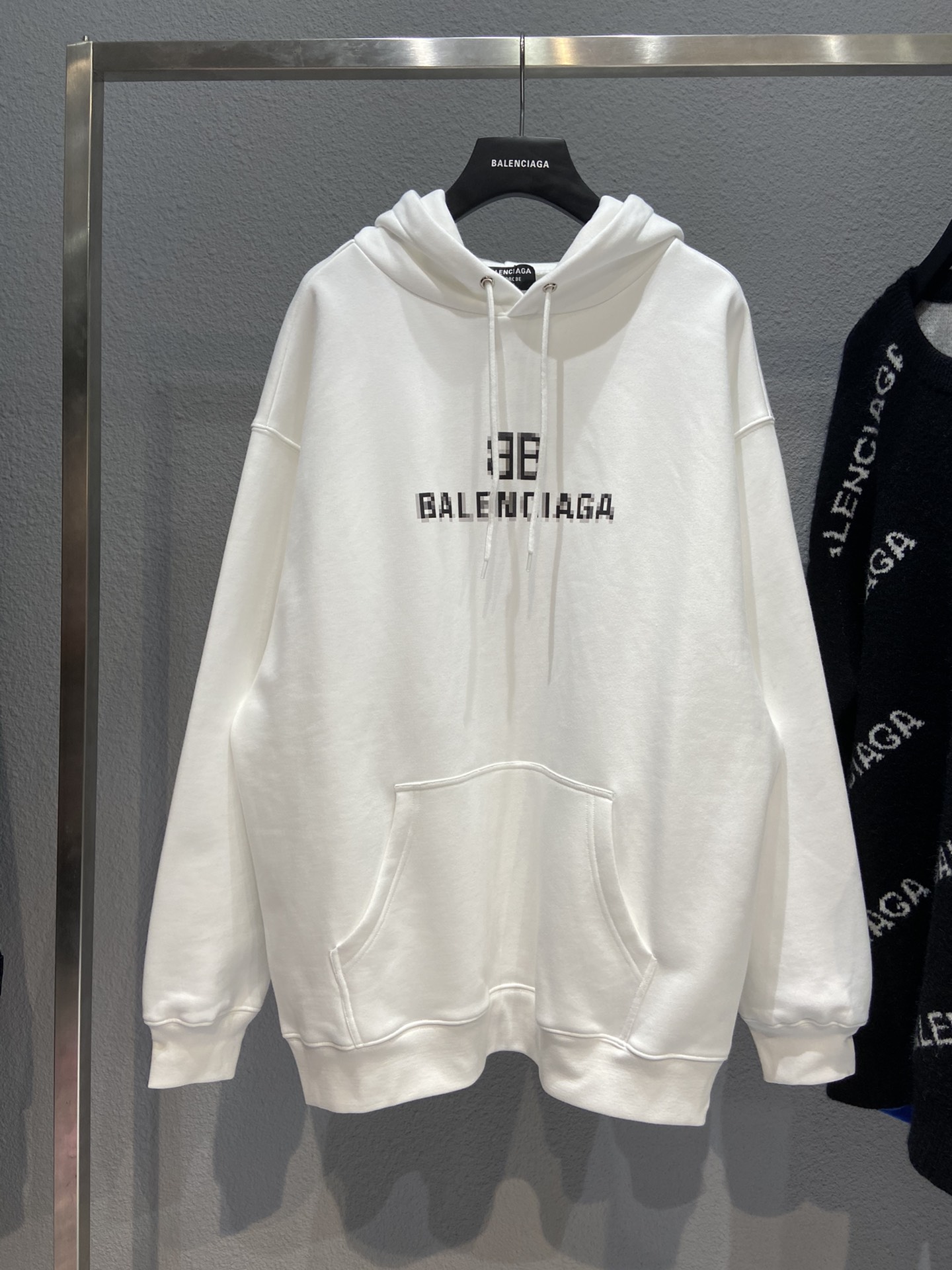 Balenciaga Hoodie Logo Medium Fit in White