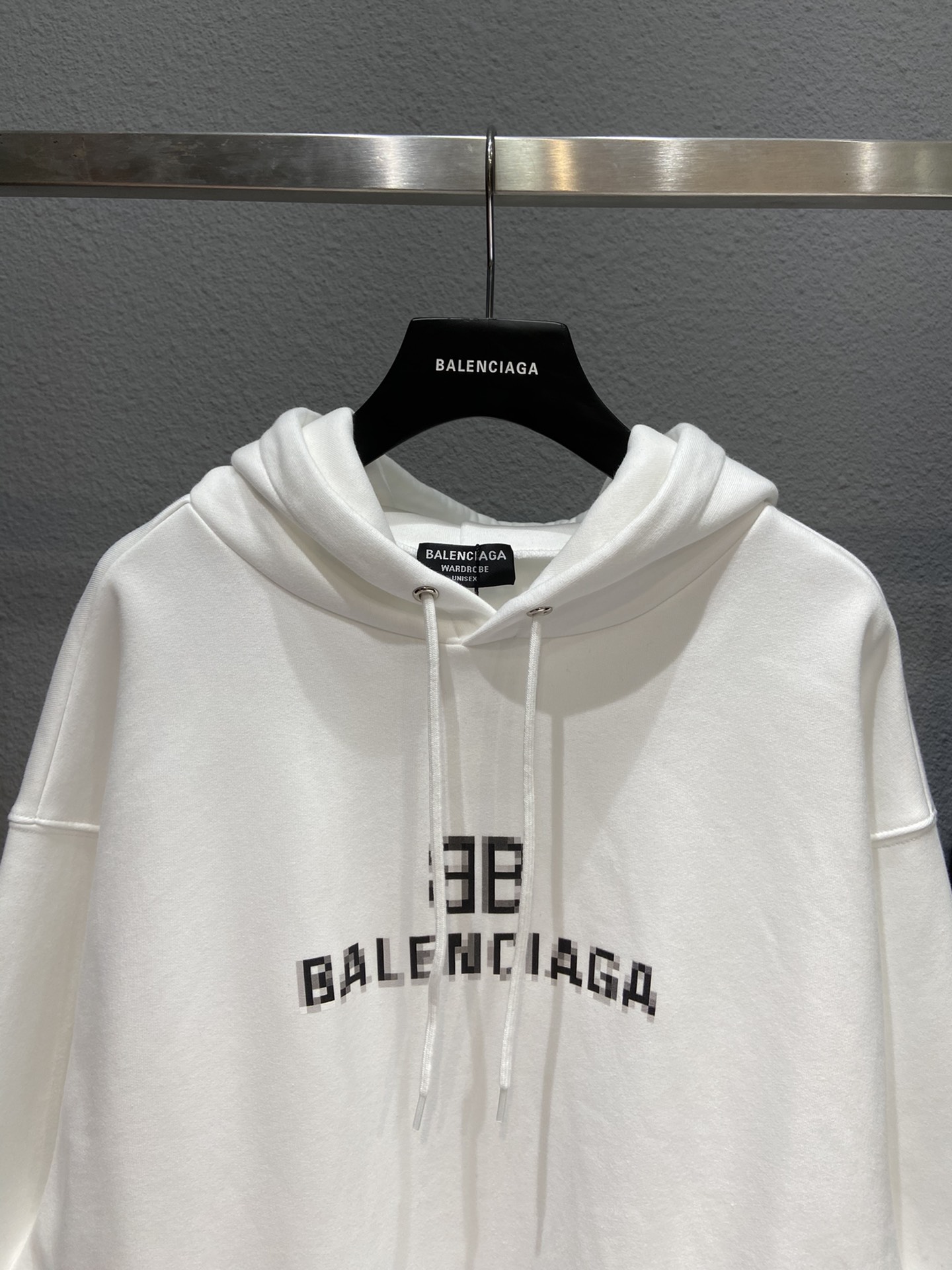 Balenciaga Hoodie Logo Medium Fit in White