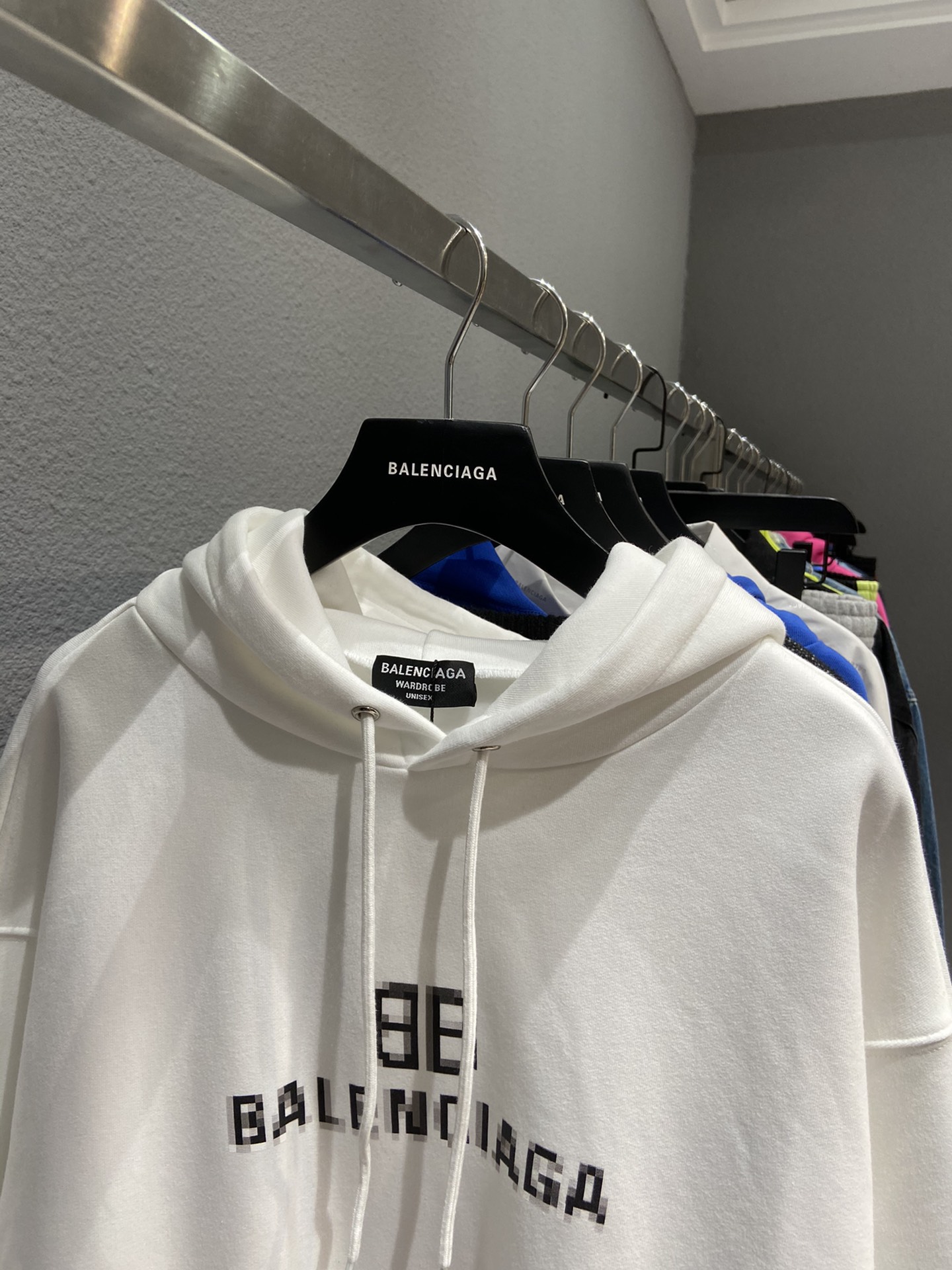 Balenciaga Hoodie Logo Medium Fit in White