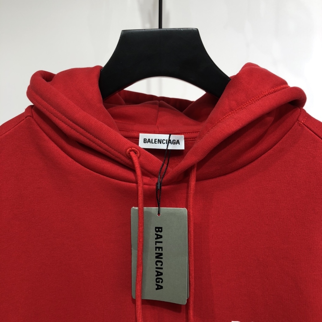 Balenciaga Hoodie Logo Medium Fit in Red